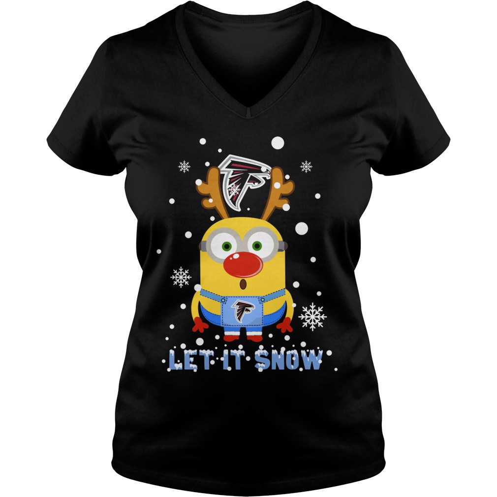 Minion Atlanta Falcons Ugly Christmas Sweater Let It Snow Ladies V Neck