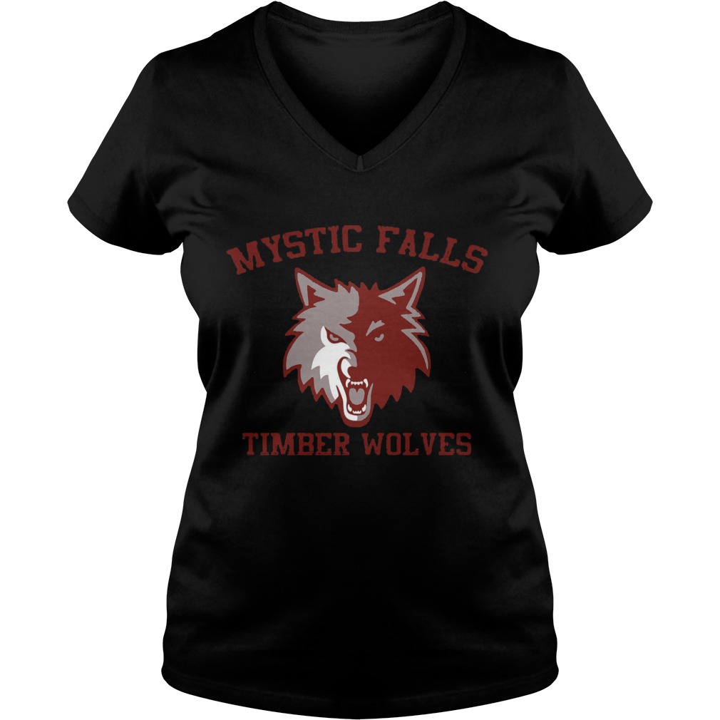 Mystic Falls Salvatore 17 Timber Wolves Ladies V Neck