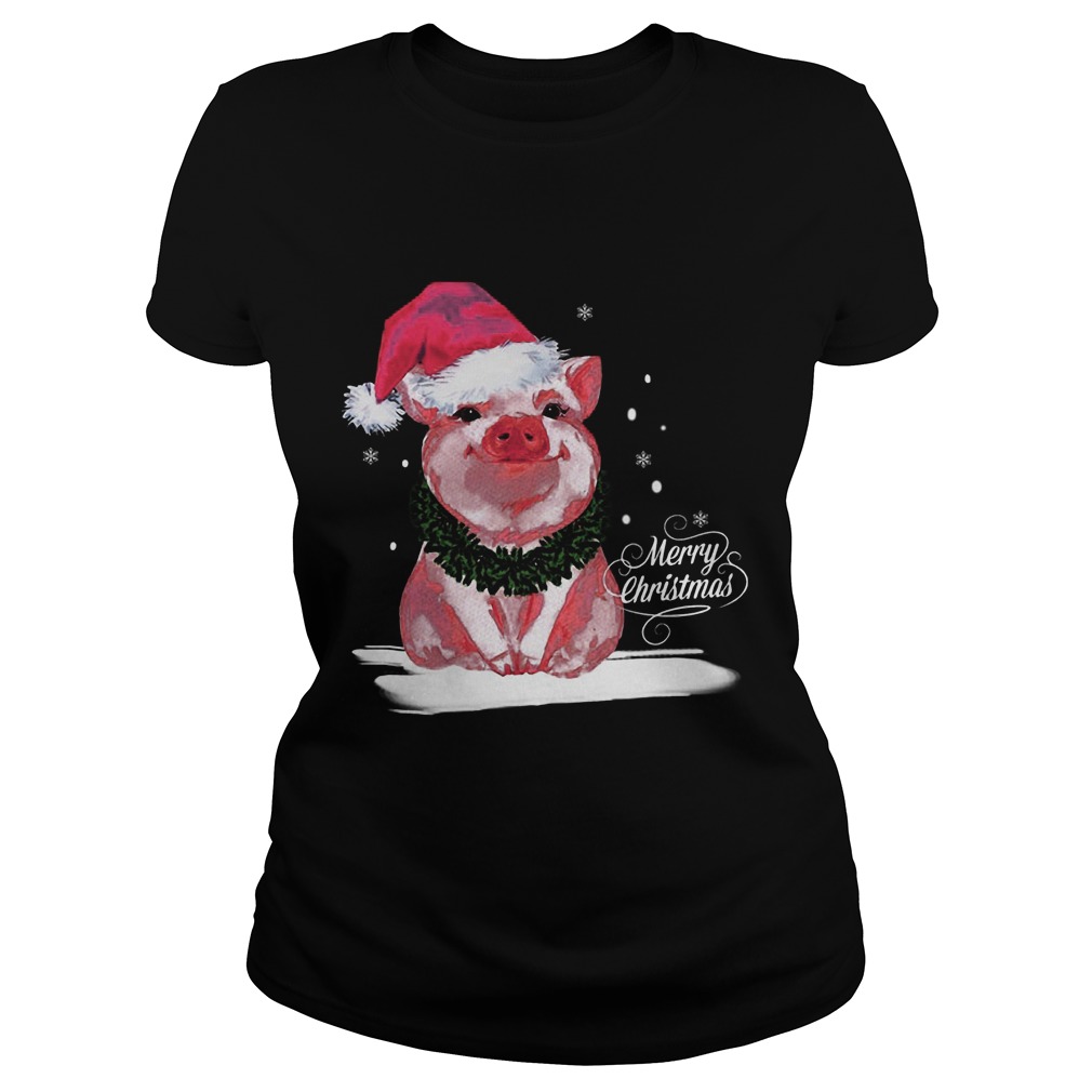 Pigs Ugly Merry Christmas Ladies Tee