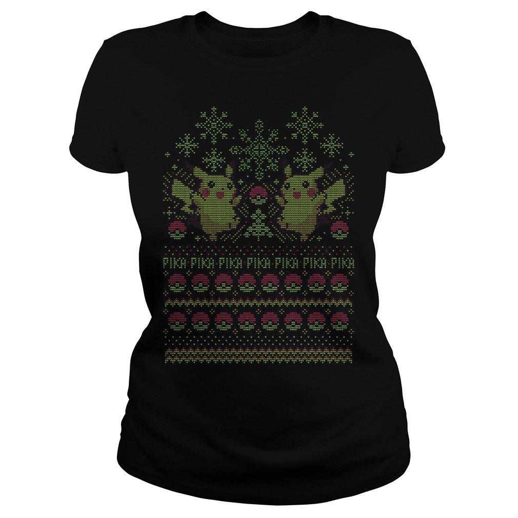 Pikachu Pokemon Ugly Christmas Ladies Tee