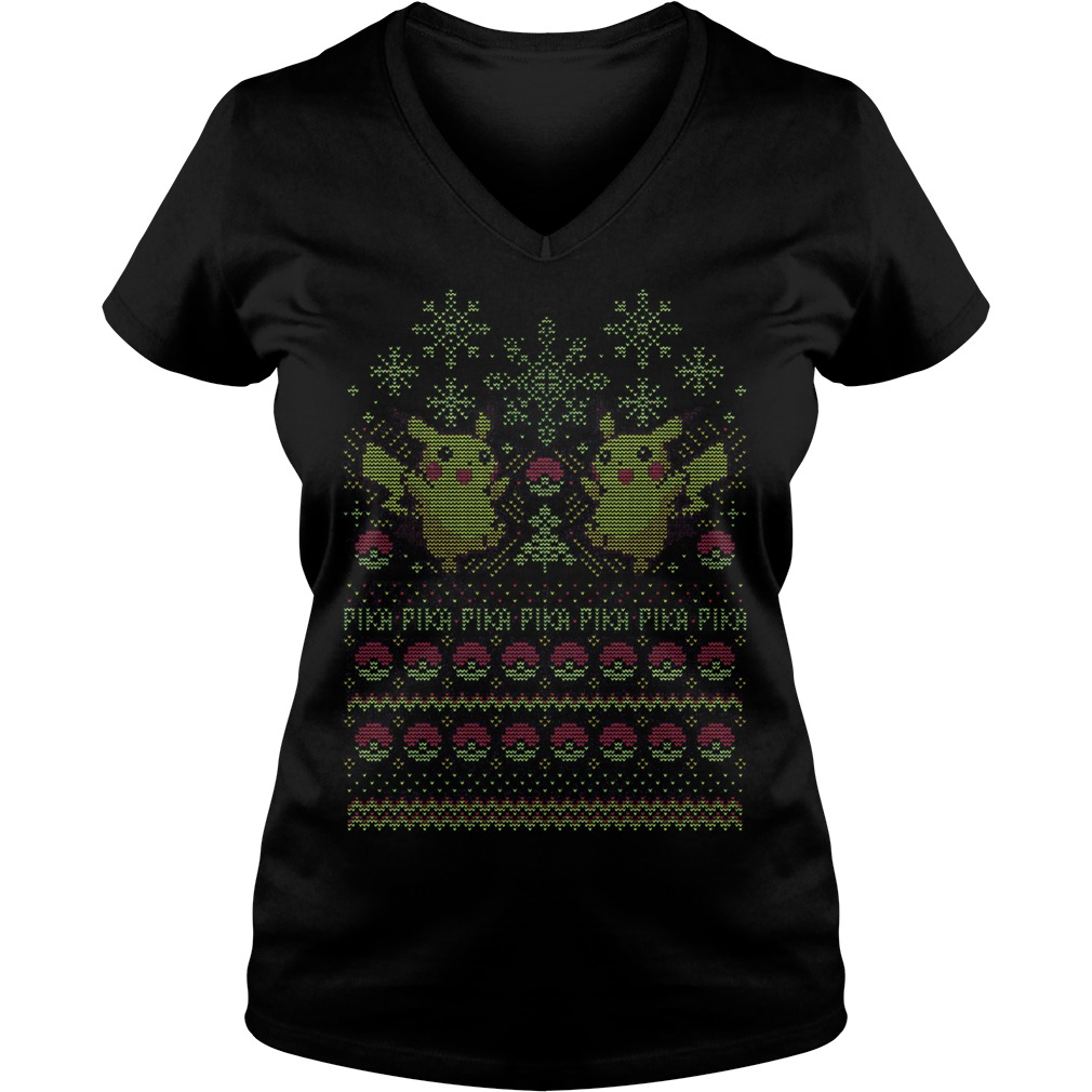 Pikachu Pokemon Ugly Christmas V Neck
