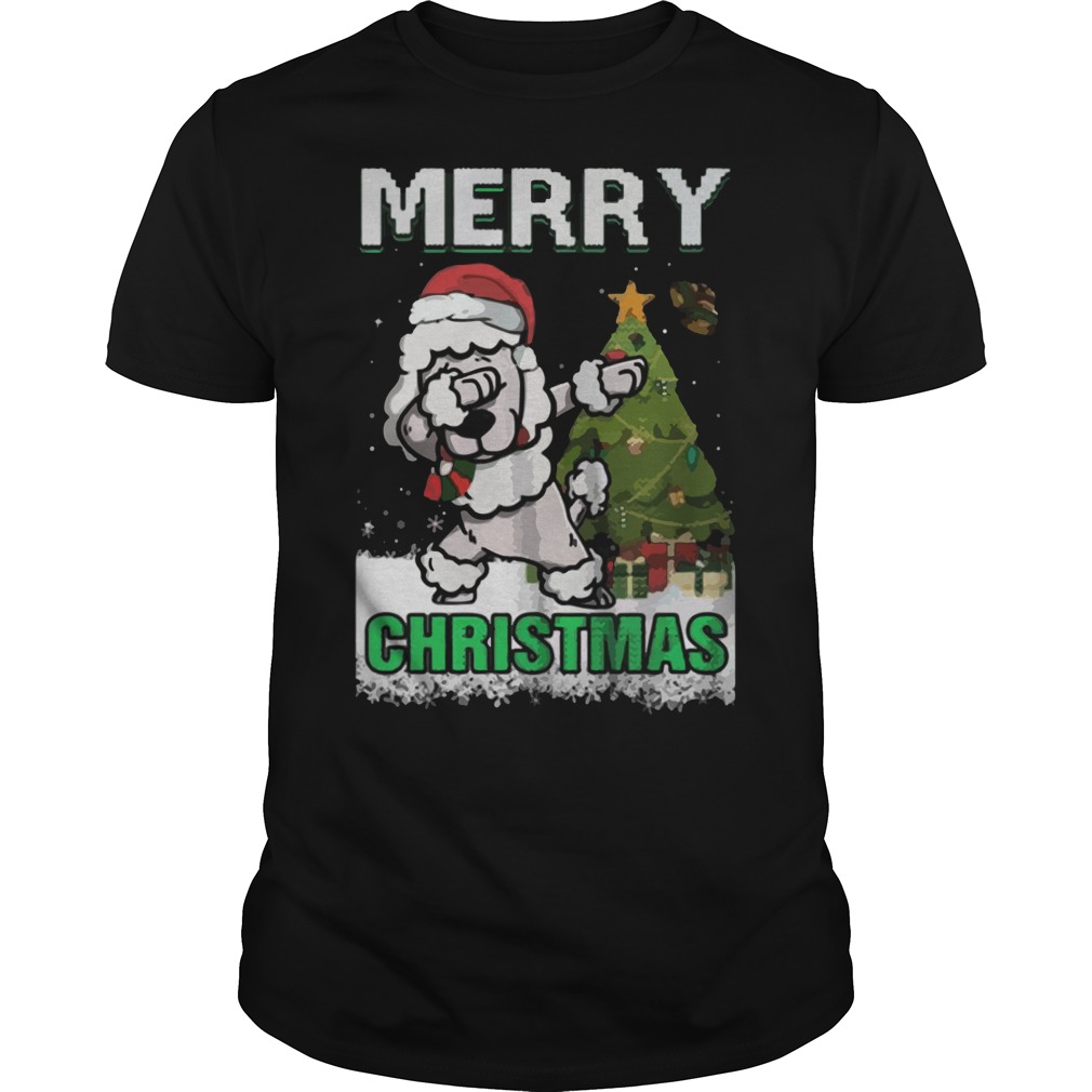 Poodle Claus Dabbing Merry Ugly Christmas Guys Tee