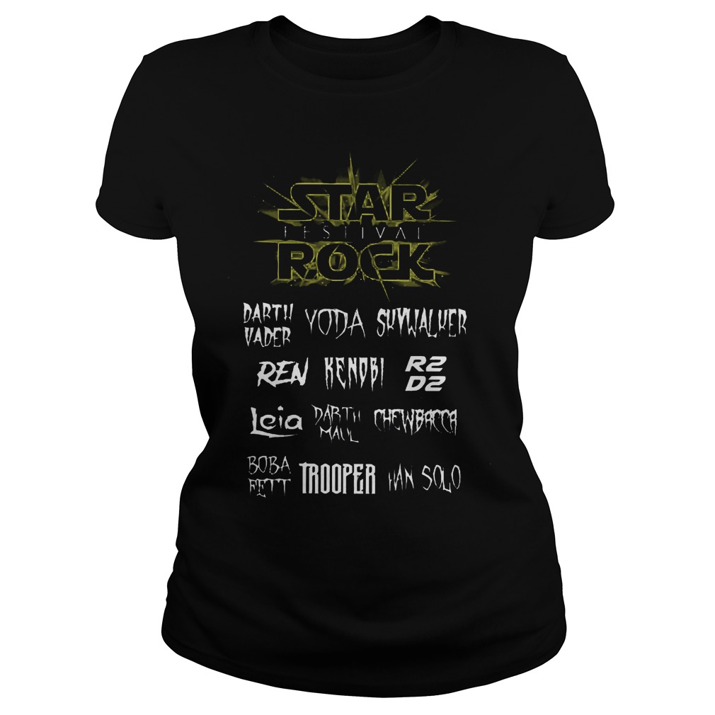 Rockstar Festival Darth Yoda Skywalker Ren Kendbi Leia Trooper Boba Fett Ladies Tee