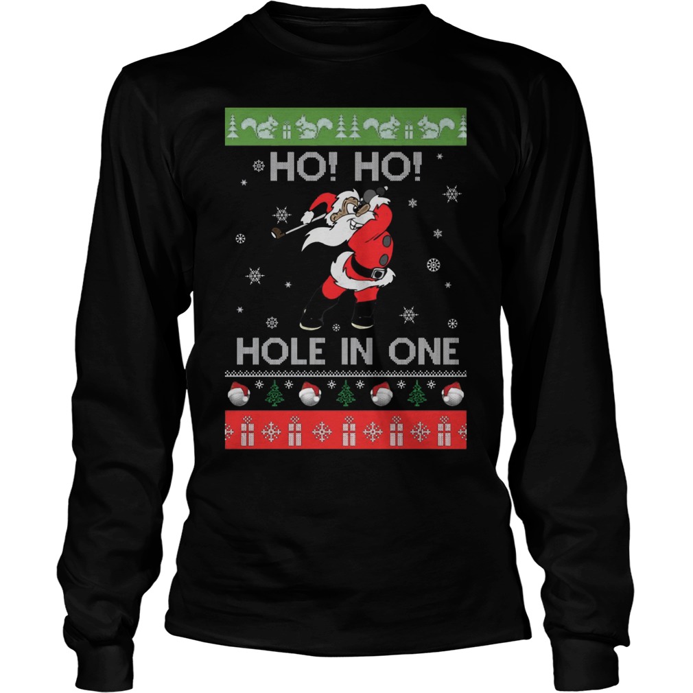 Santa Play Golf Ho Ho Hole One Christmas Longsleeve