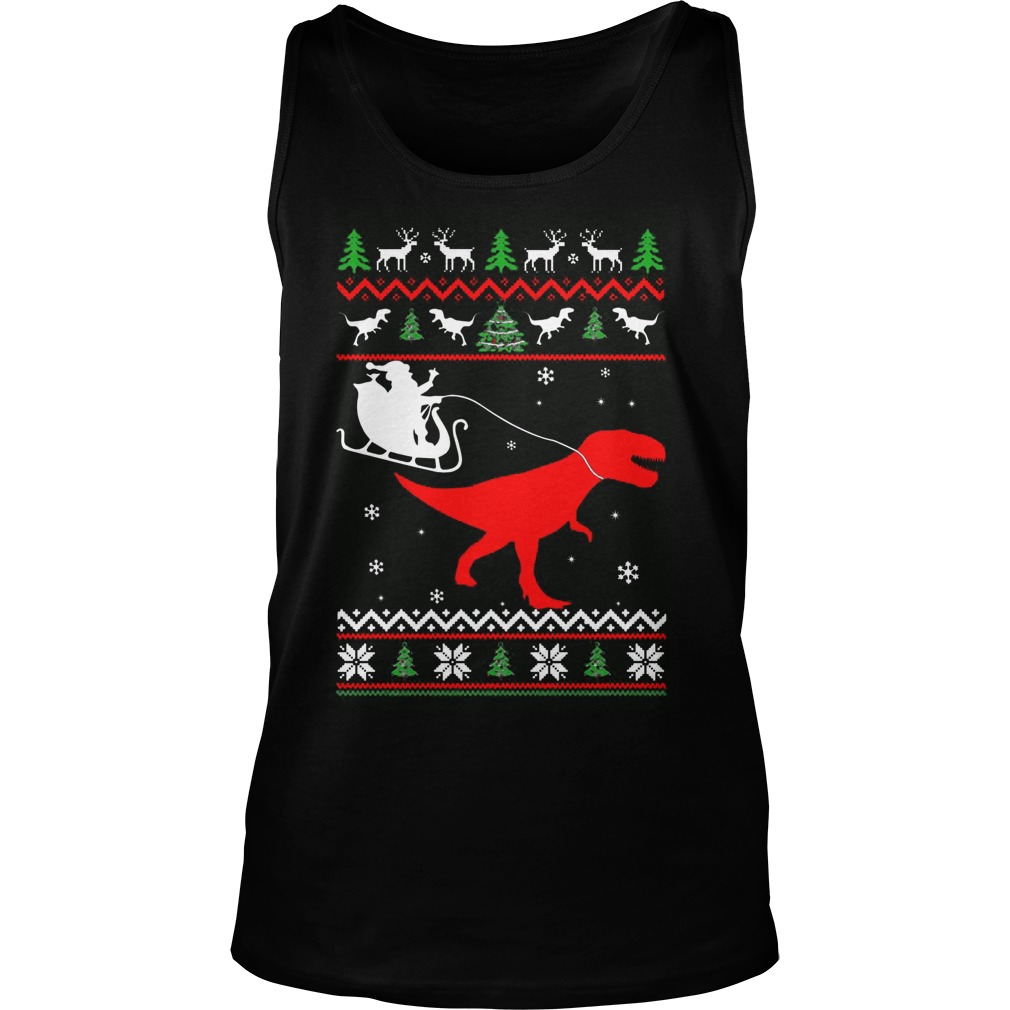 Santa Rides T Rex Sweater Christmas Santa Rides Dinosaur Unisex Tank Top