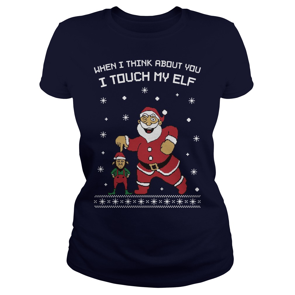 Santa Think Touch Elf Ugly Ladies Tee