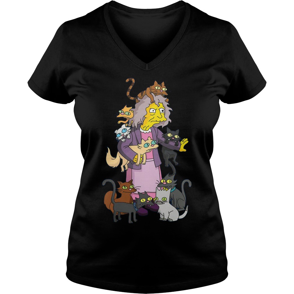 Simpsons Crazy Cat Lady Ladies V Neck