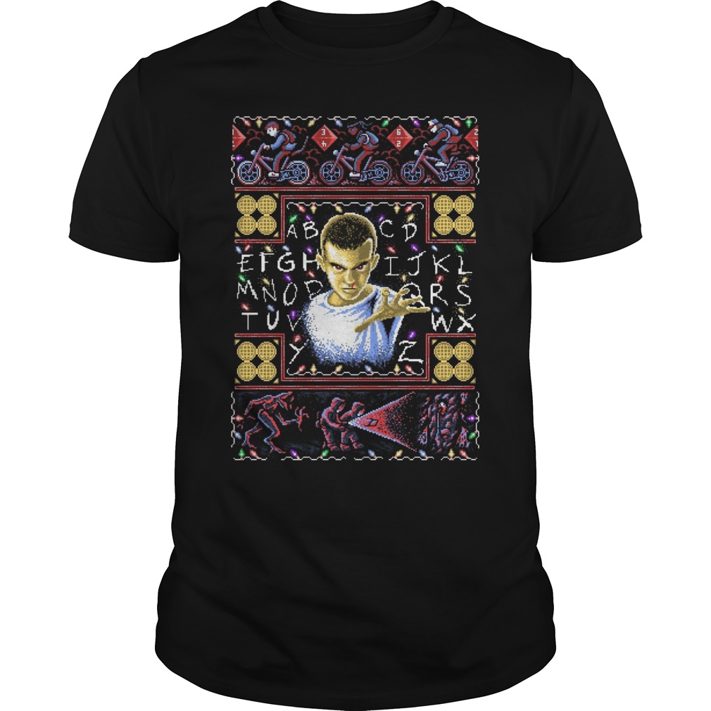 Strange Things Eleven Girl Christmas Ugly Guys Tee