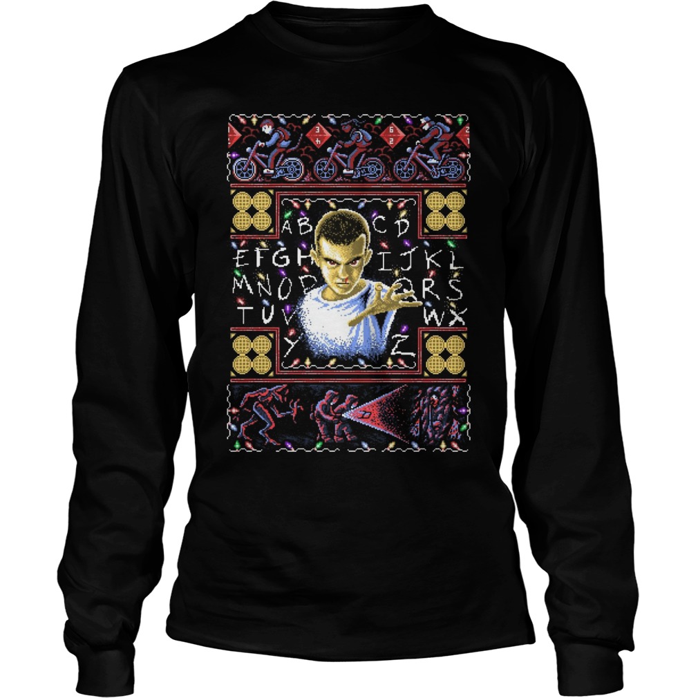 Strange Things Eleven Girl Christmas Ugly Unisex Longsleeve Tee