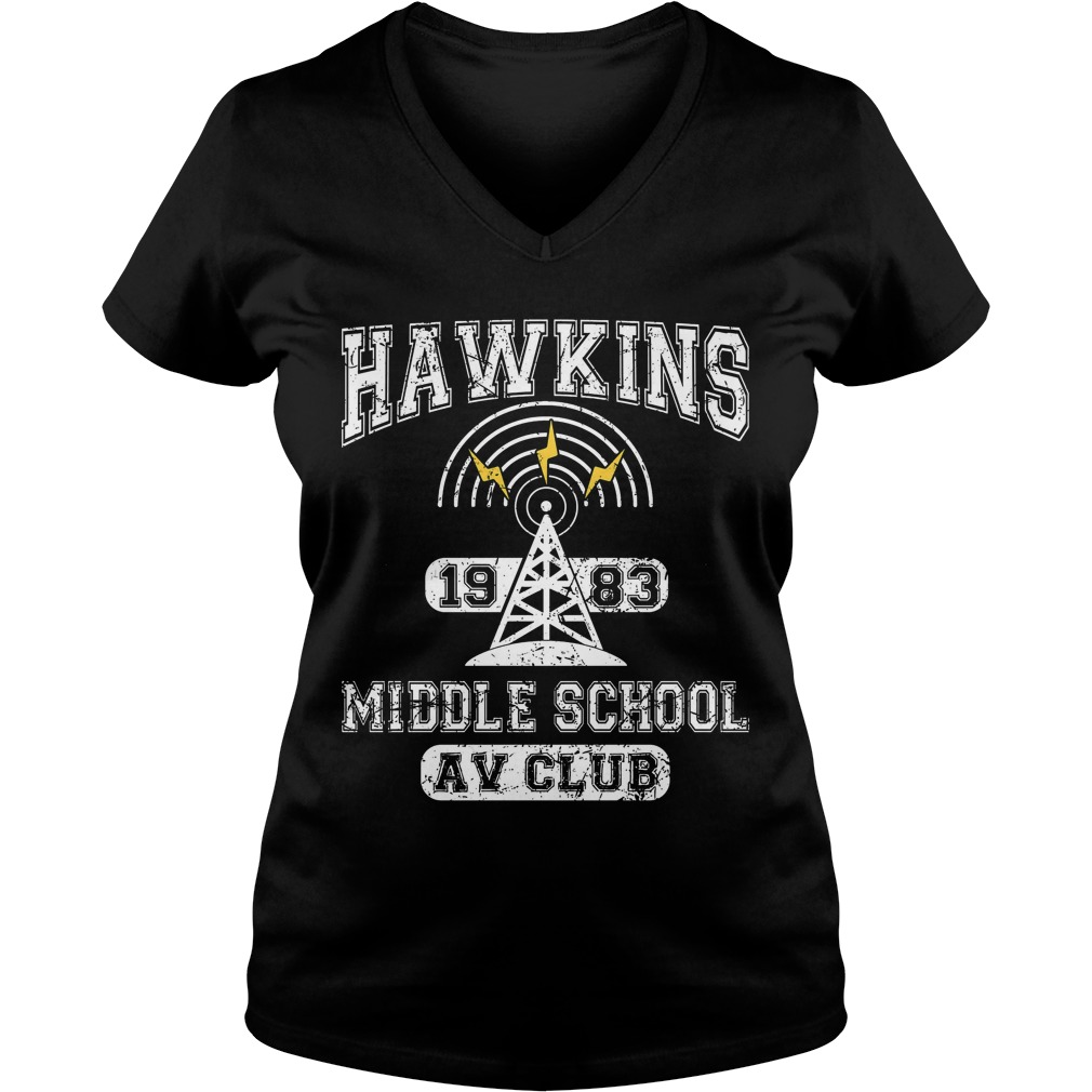 Stranger Things Middle School Hawkins Av Club Ladies V Neck