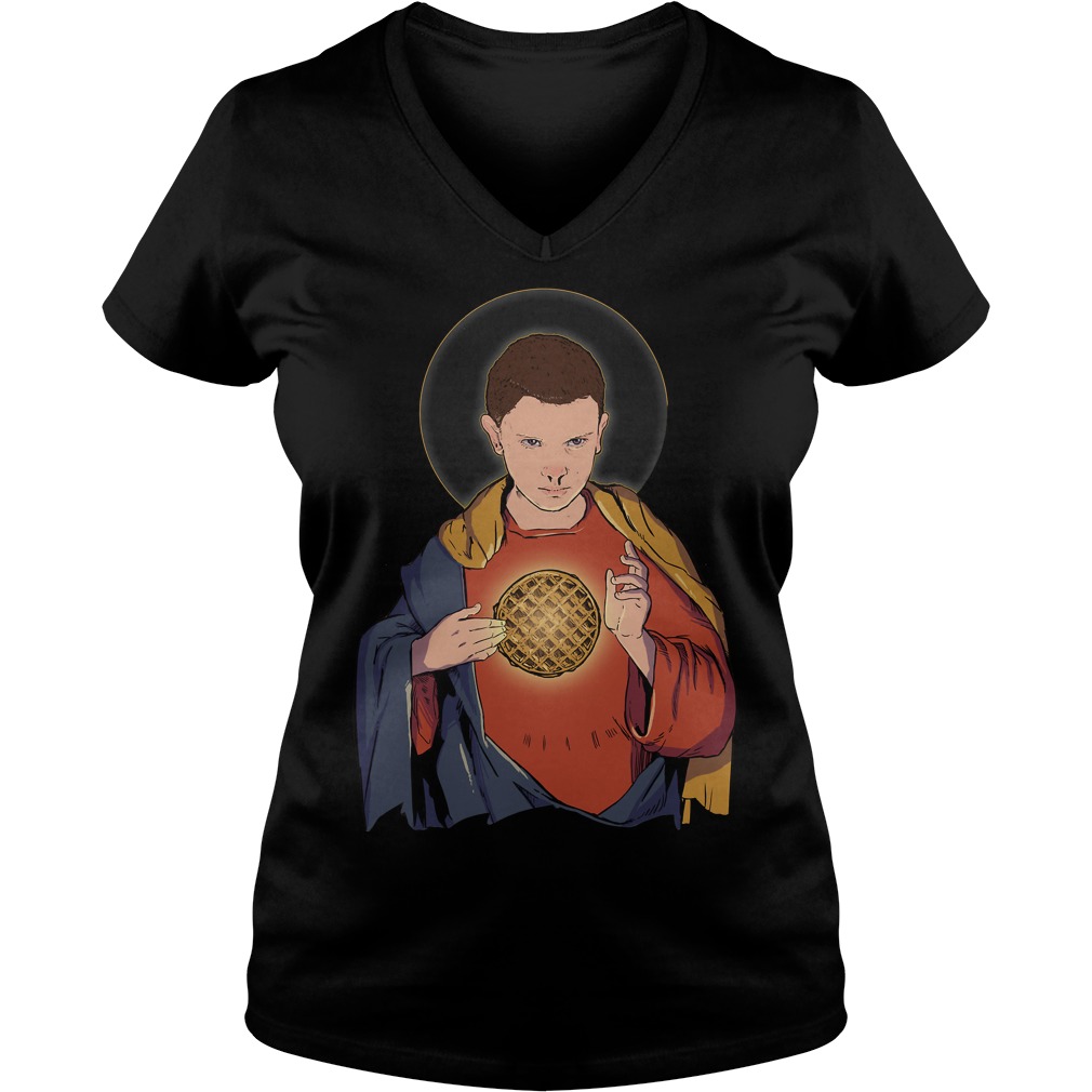 Stranger Things Our Lady 11 The Veneration Of Eggo Waffles And 11 Ladies V Neck
