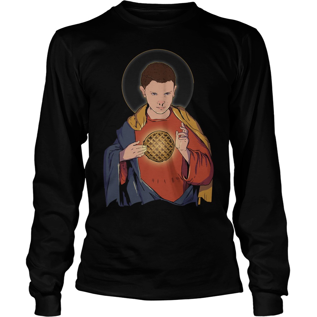 Stranger Things Our Lady 11 The Veneration Of Eggo Waffles And 11 Unisex Longsleeve Tee