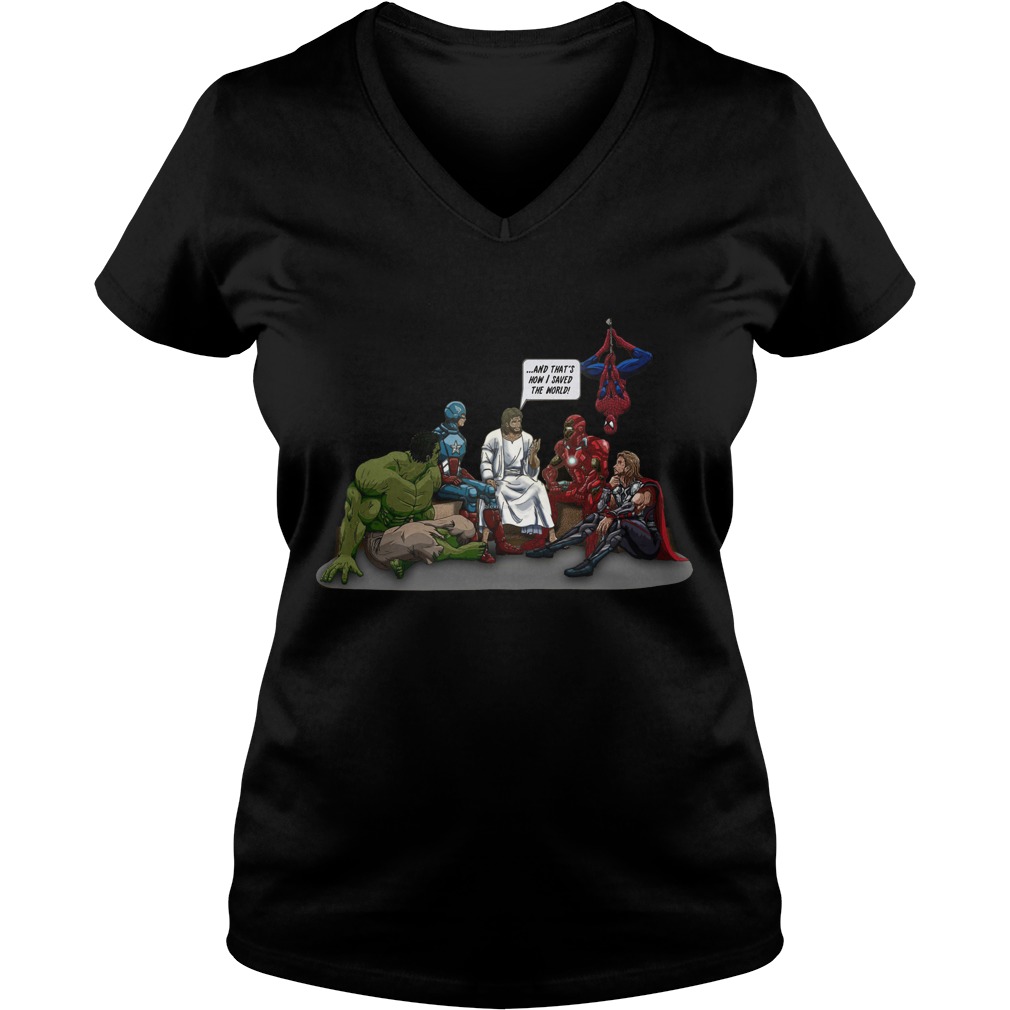 Thats Saved World Jesus Avenger V Neck