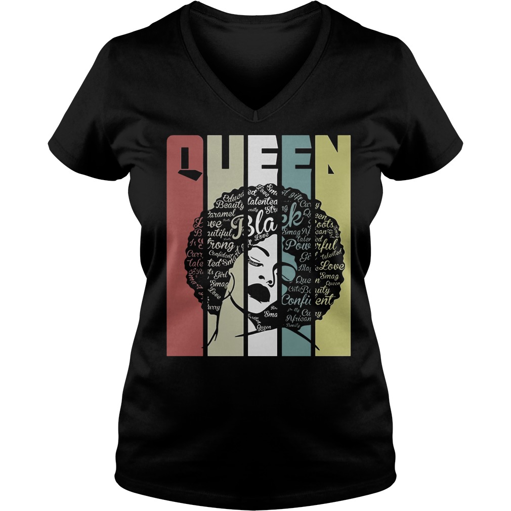Vintage Retro Strong Black Woman Natural Hair Afro V Neck