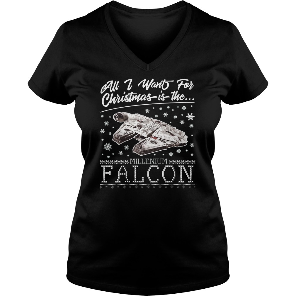Want Christmas Millennium Falcon Star Wars Sweat V Neck