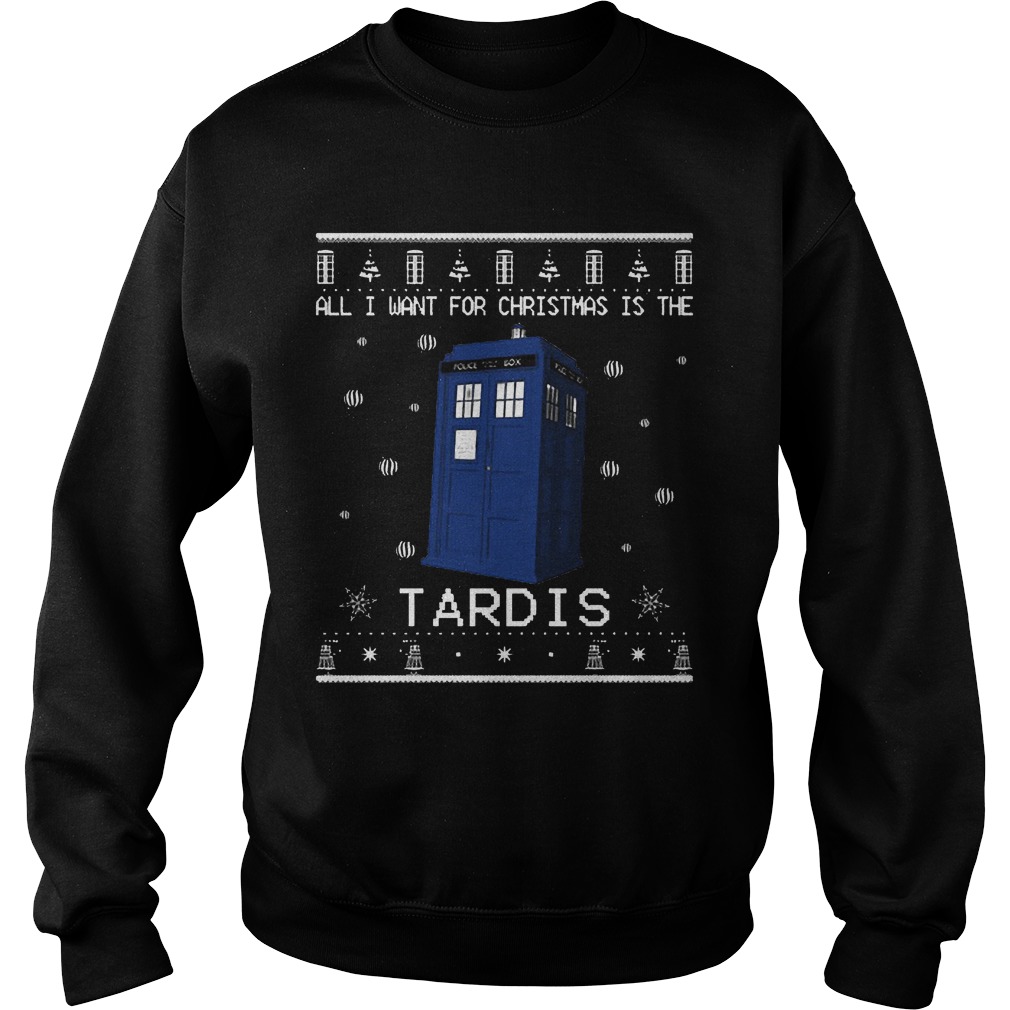 Want Christmas Tardis Ugly Christmas Sweater