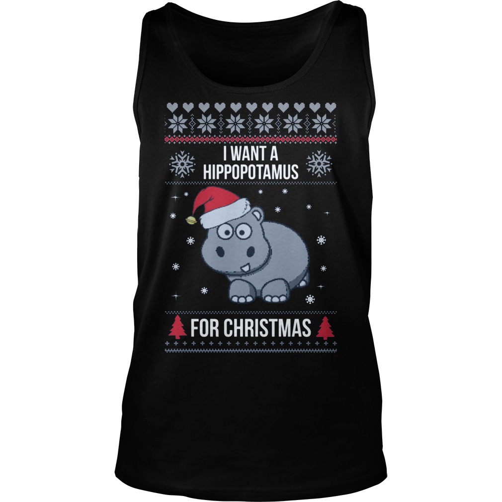 Want Hippopotamus Christmas Tank Top
