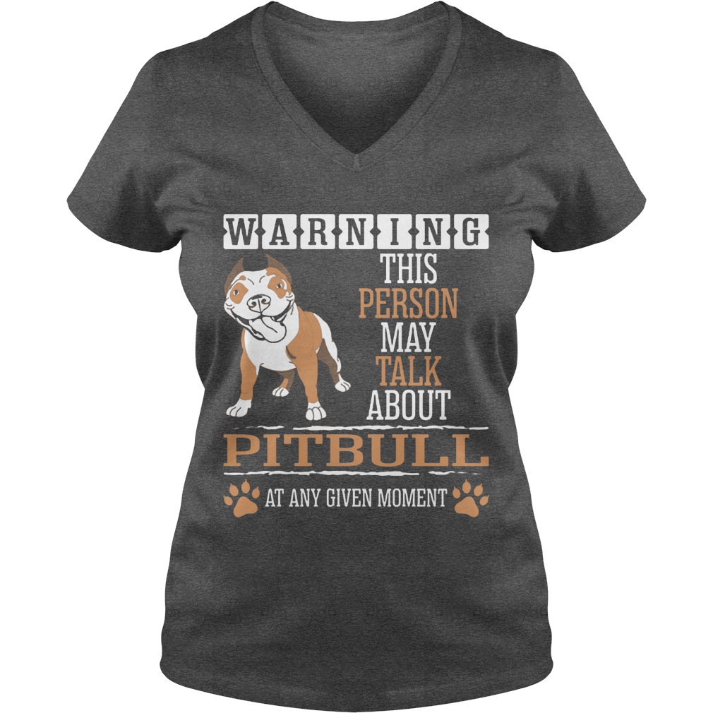 Warning This Person May Talk About Pitbull At Any Given Moment Ladies V Neck