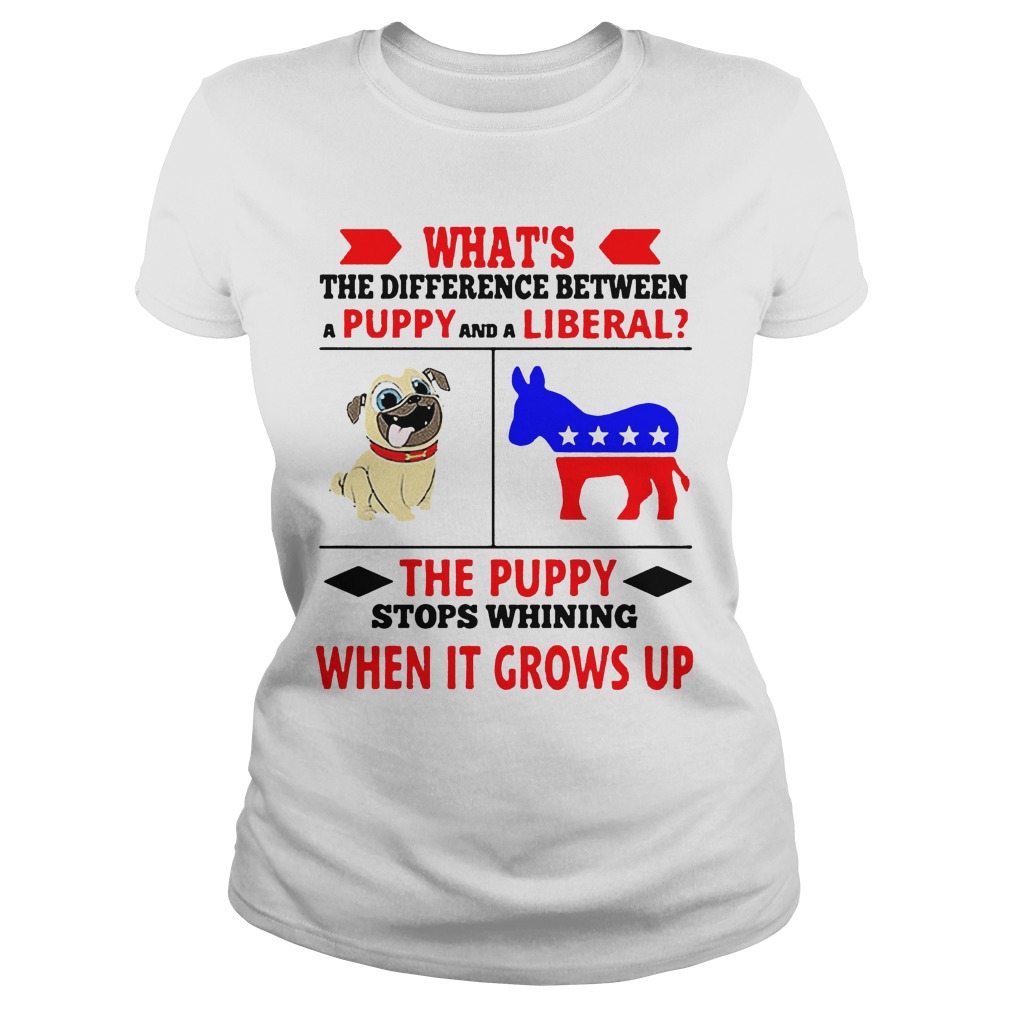 Whats Difference Puppy Liberal Puppy Stops Whining Grows Ladies Tee