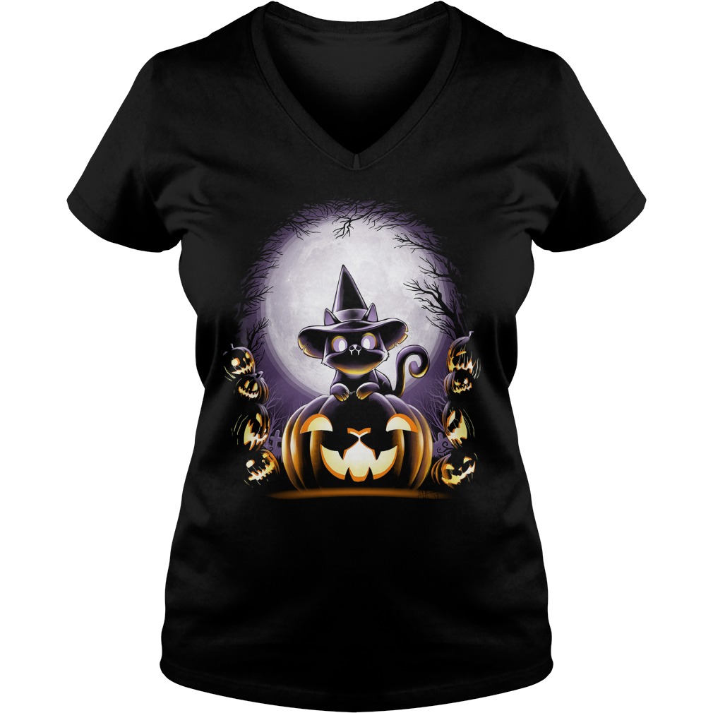 Witch Cat Night V Neck