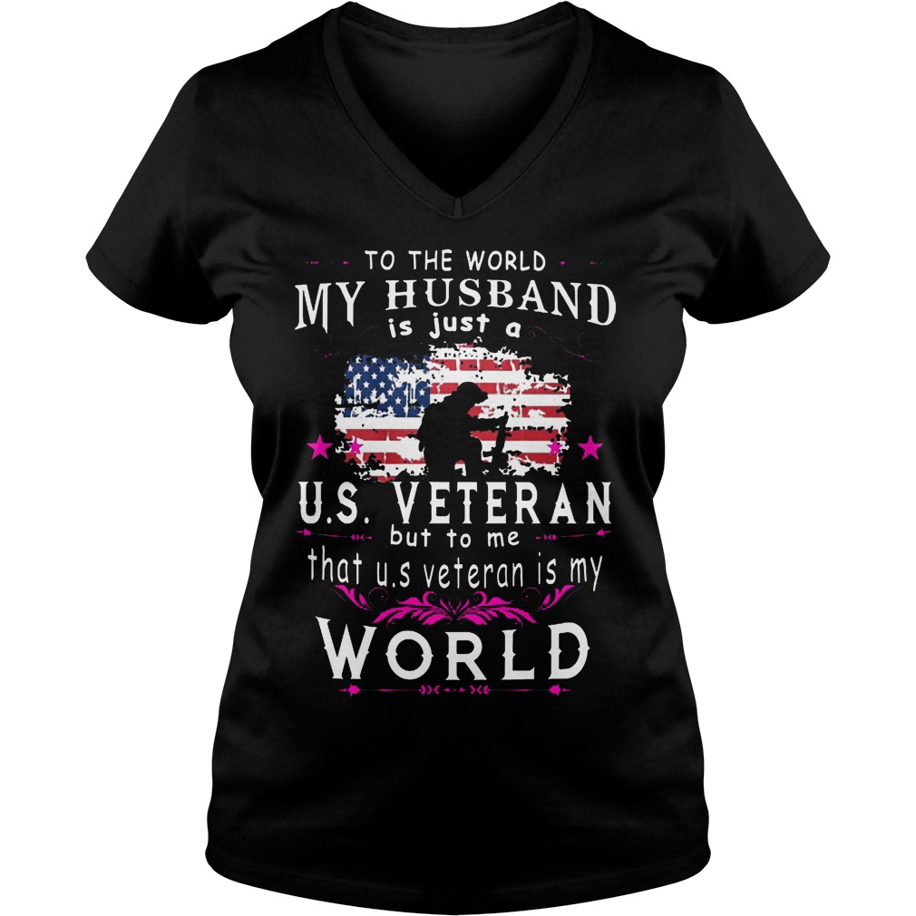 World Husband Just Us Veteran Us Veteran World Vneck