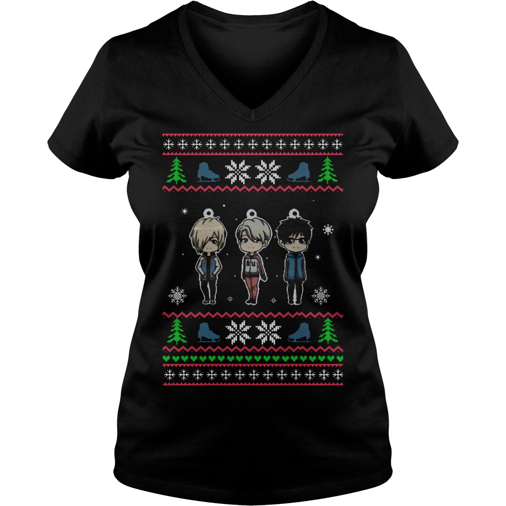 Yuri On Ice Ugly Christmas Ladies V Neck