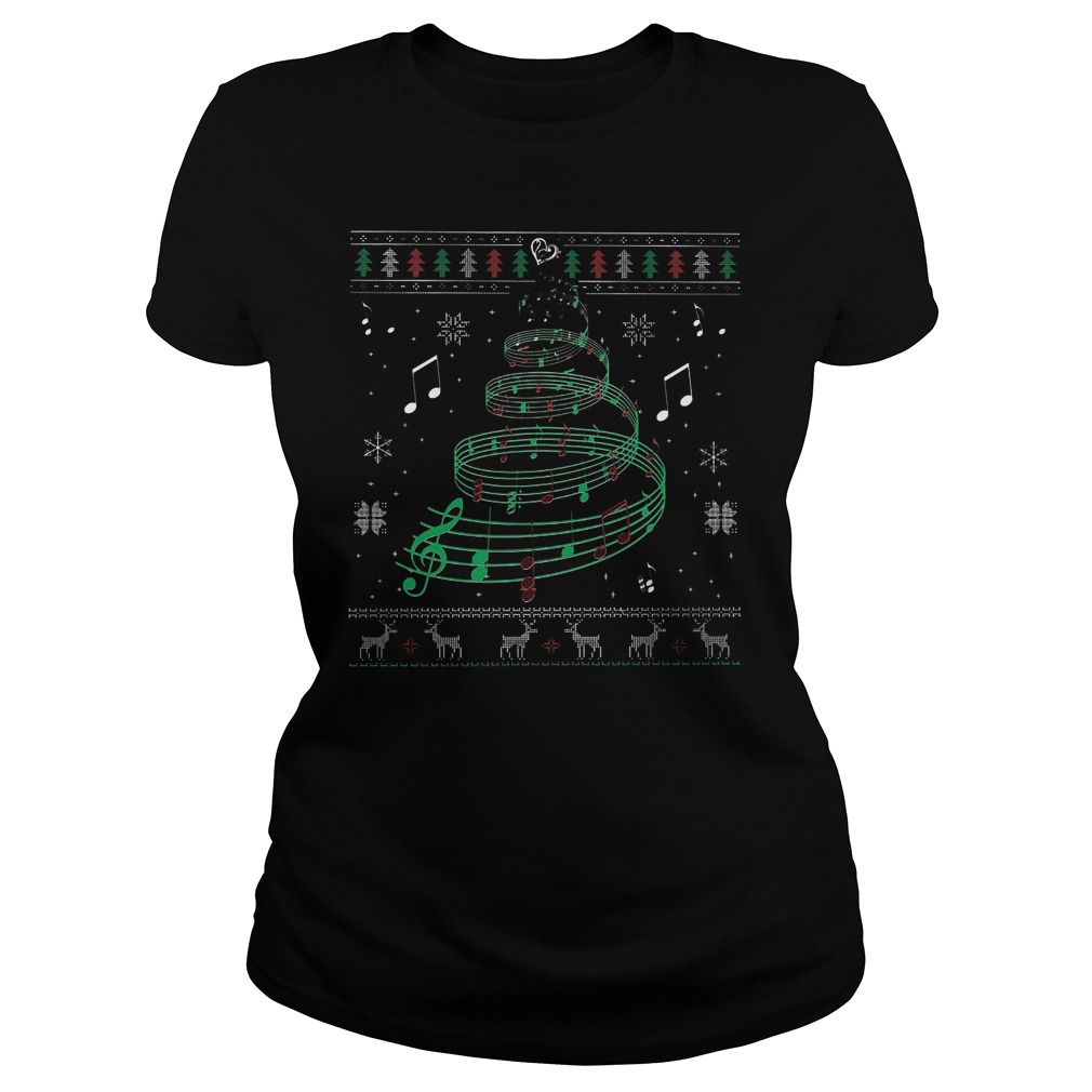 Christmas Melody Staves Ladies Tee