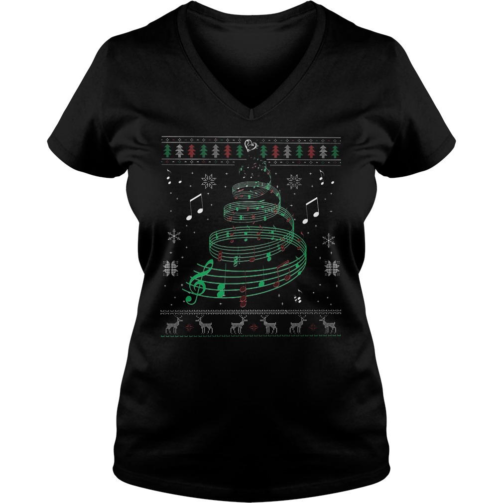 Christmas Melody Staves V Neck