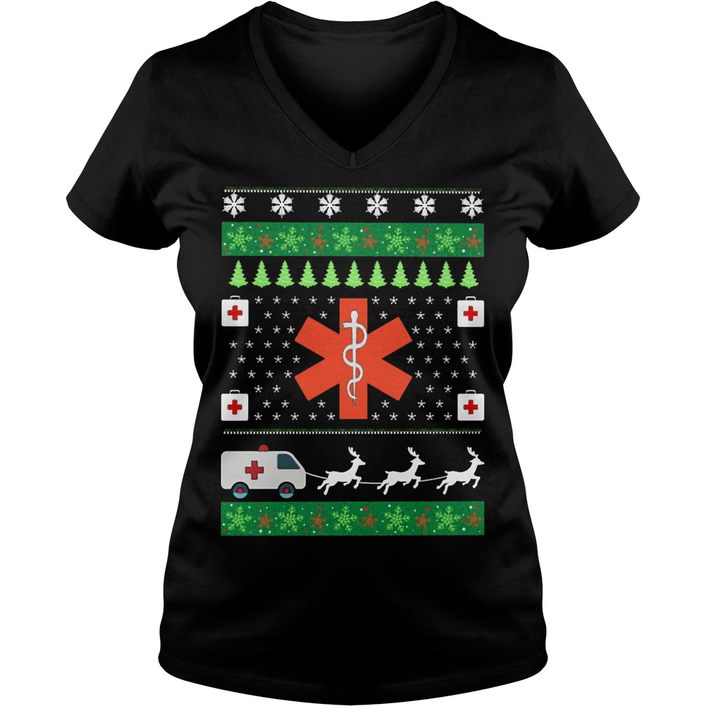 Christmas Reindeer Ambulance Maxpedition V Neck