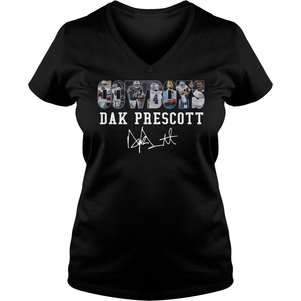 Cowboys Dak Prescott Signed Ladies V Neck