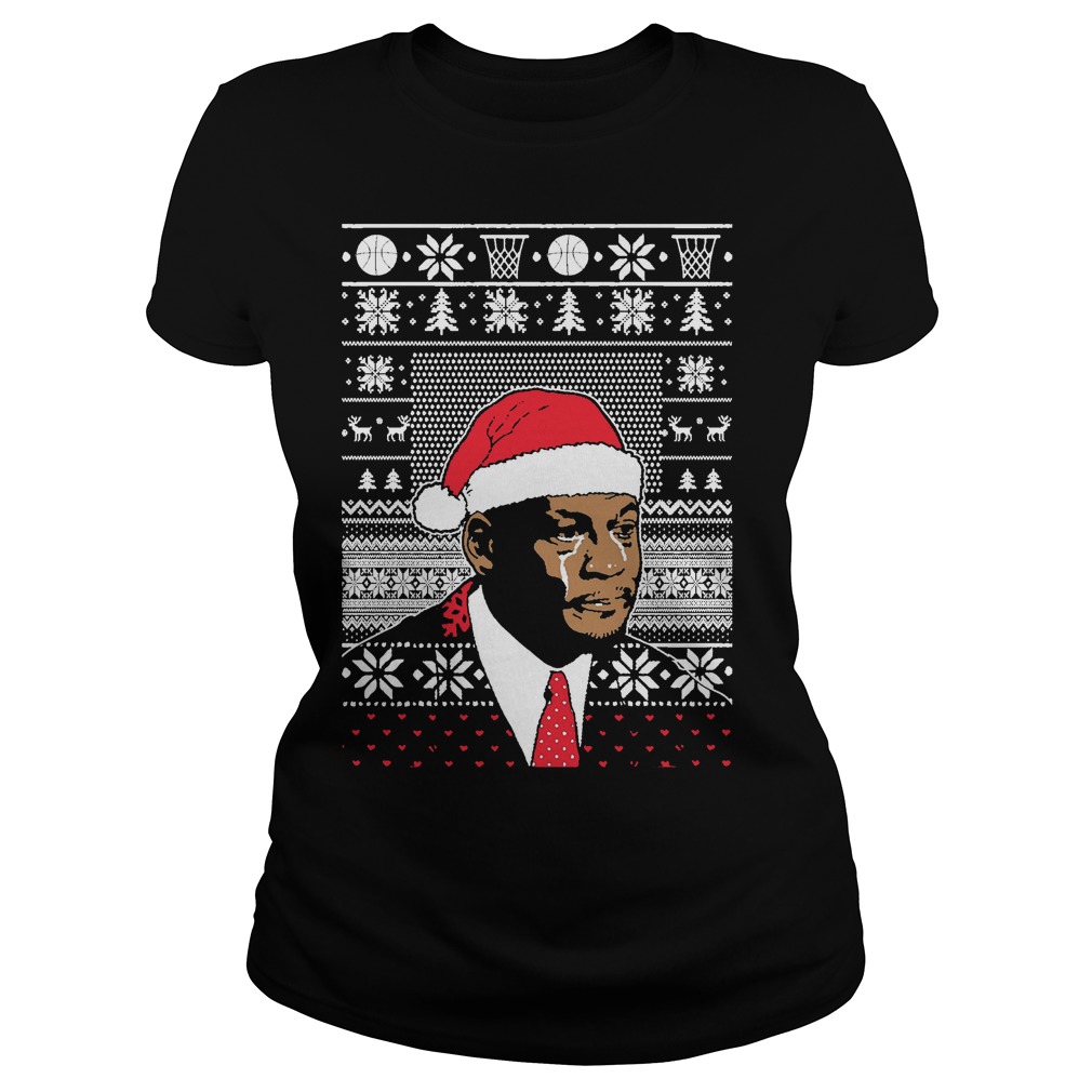 Crying Jordan Face Ugly Christmas Ladies Tee