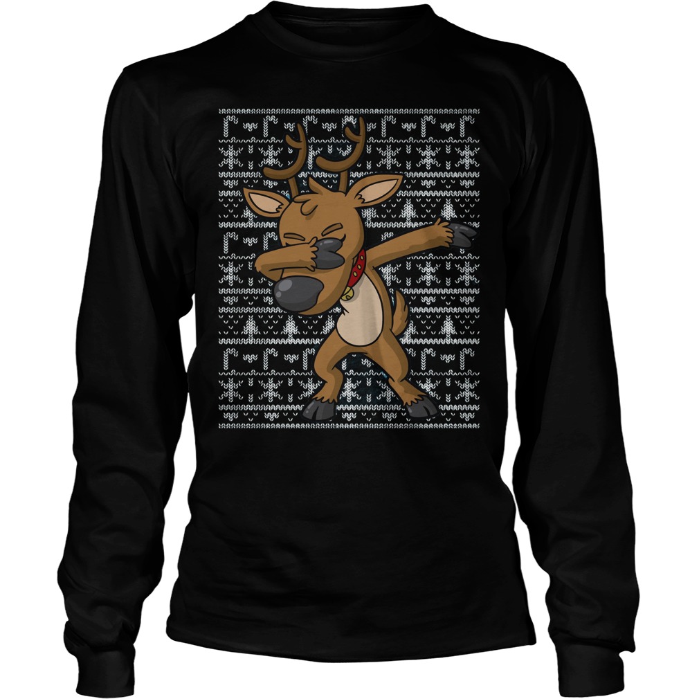 Dabbing Reindeer Ugly Christmas Longsleeve Tee