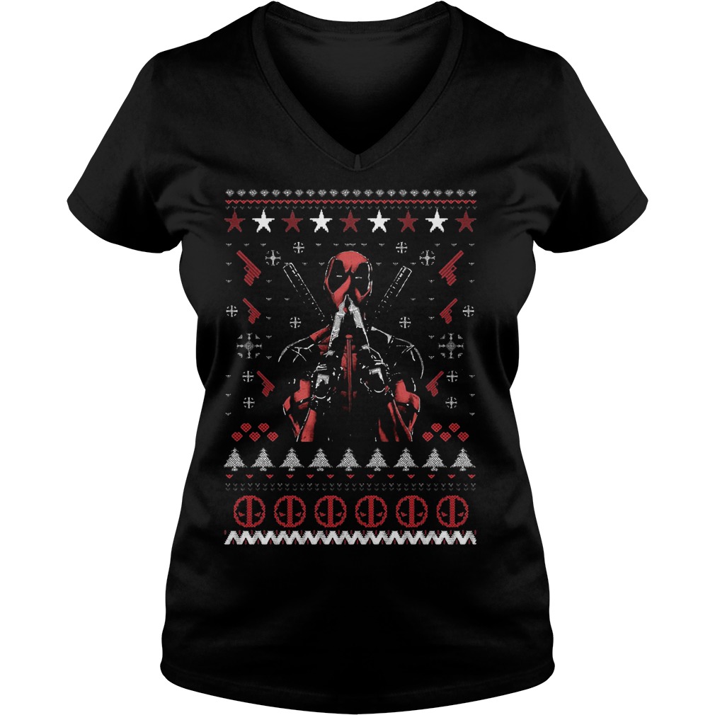 Deadpool Christmas Gifts Enjoy Xmas Ladies V Neck