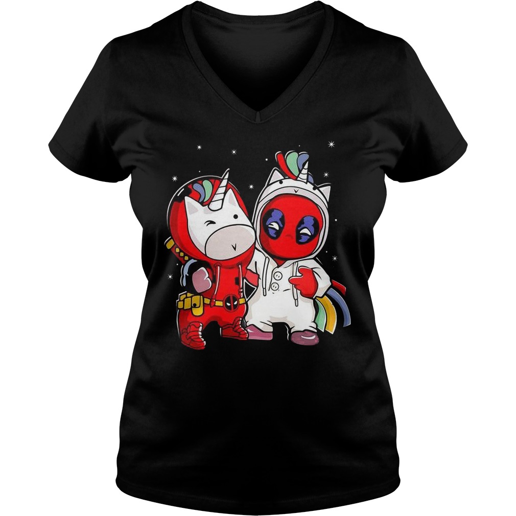 Deadpool Swap Unicorn Ladies V Neck