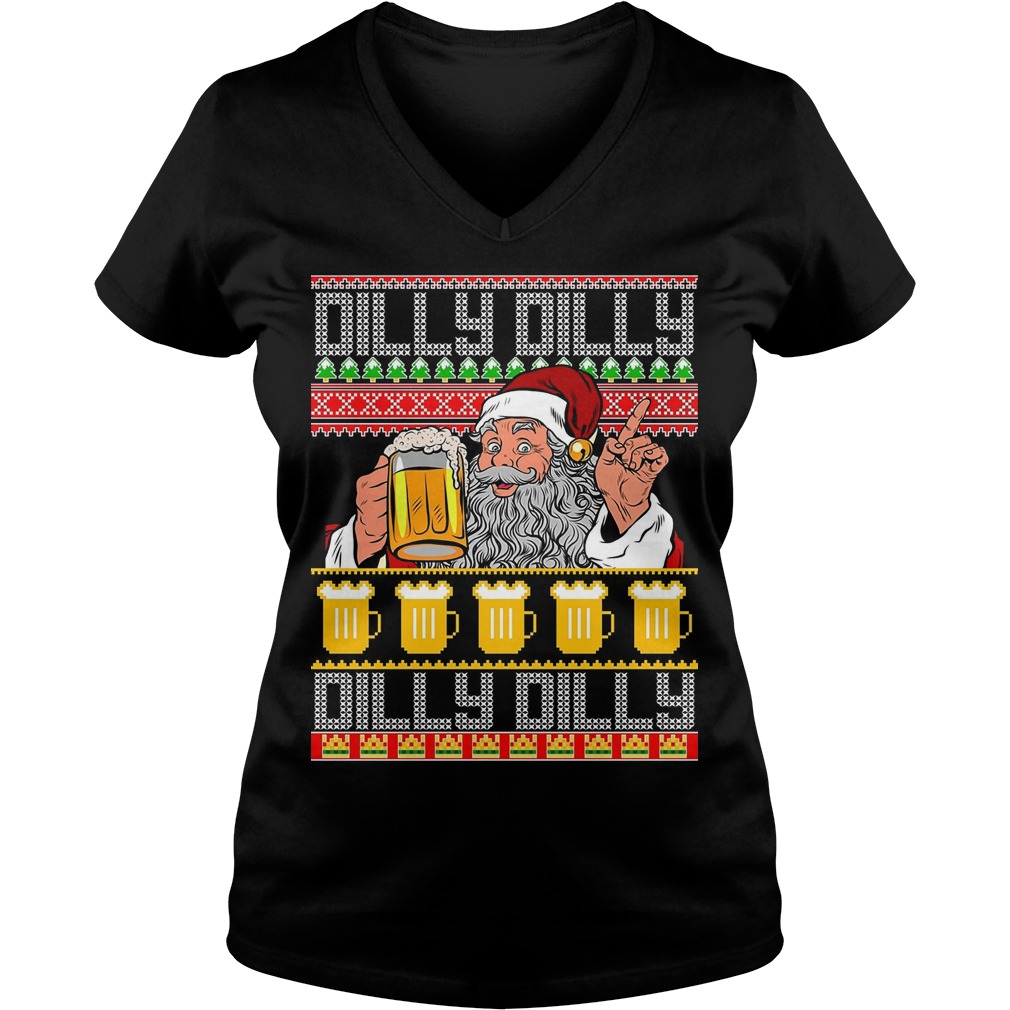 Dilly Dilly Santa Beer Ugly Christmas V Neck