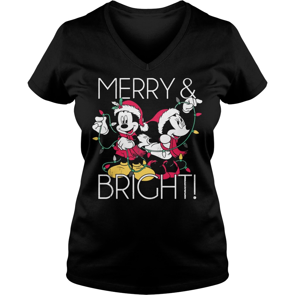 Disney Mickey Mouse Merry Bright Christmas Vneck