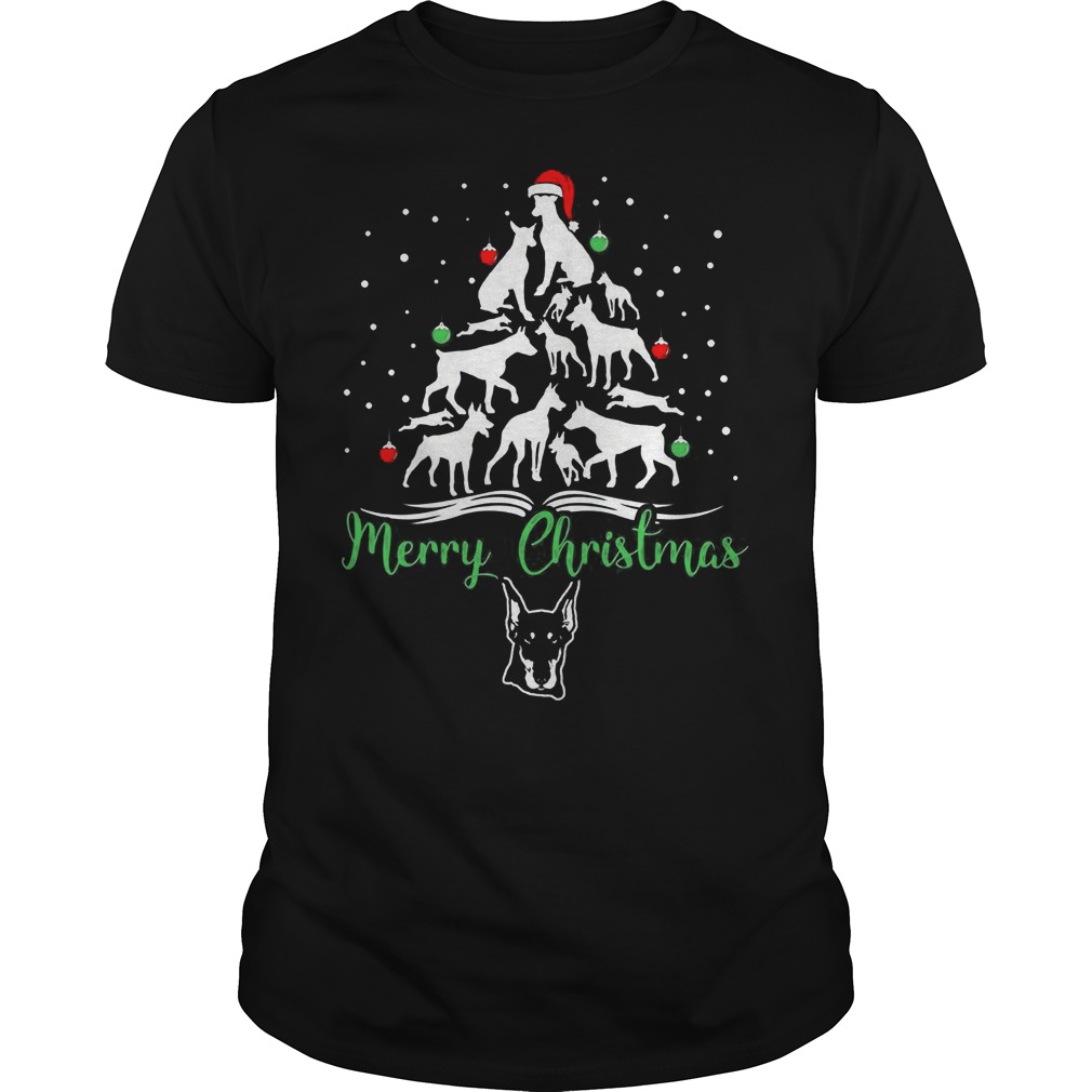 Doberman Ugly Christmas Guys Tee