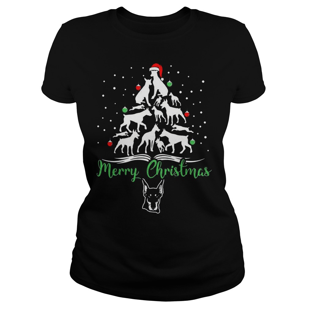 Doberman Ugly Christmas Ladies Tee