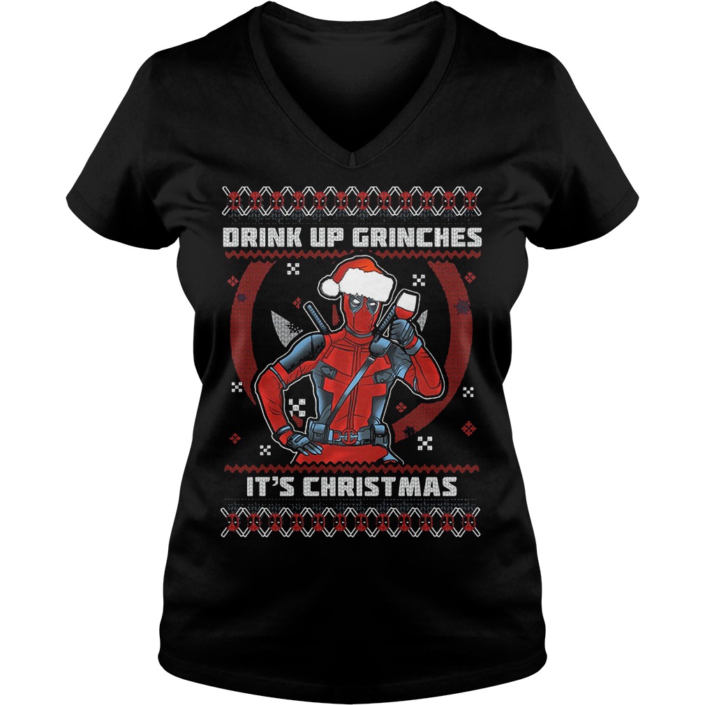 Drink Grinches Christmas Ladies V Neck