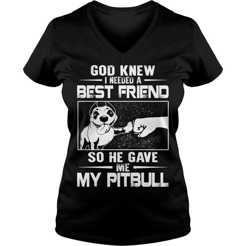 God Knew Needed Best Friend Gave Pitbull Ladies V Neck