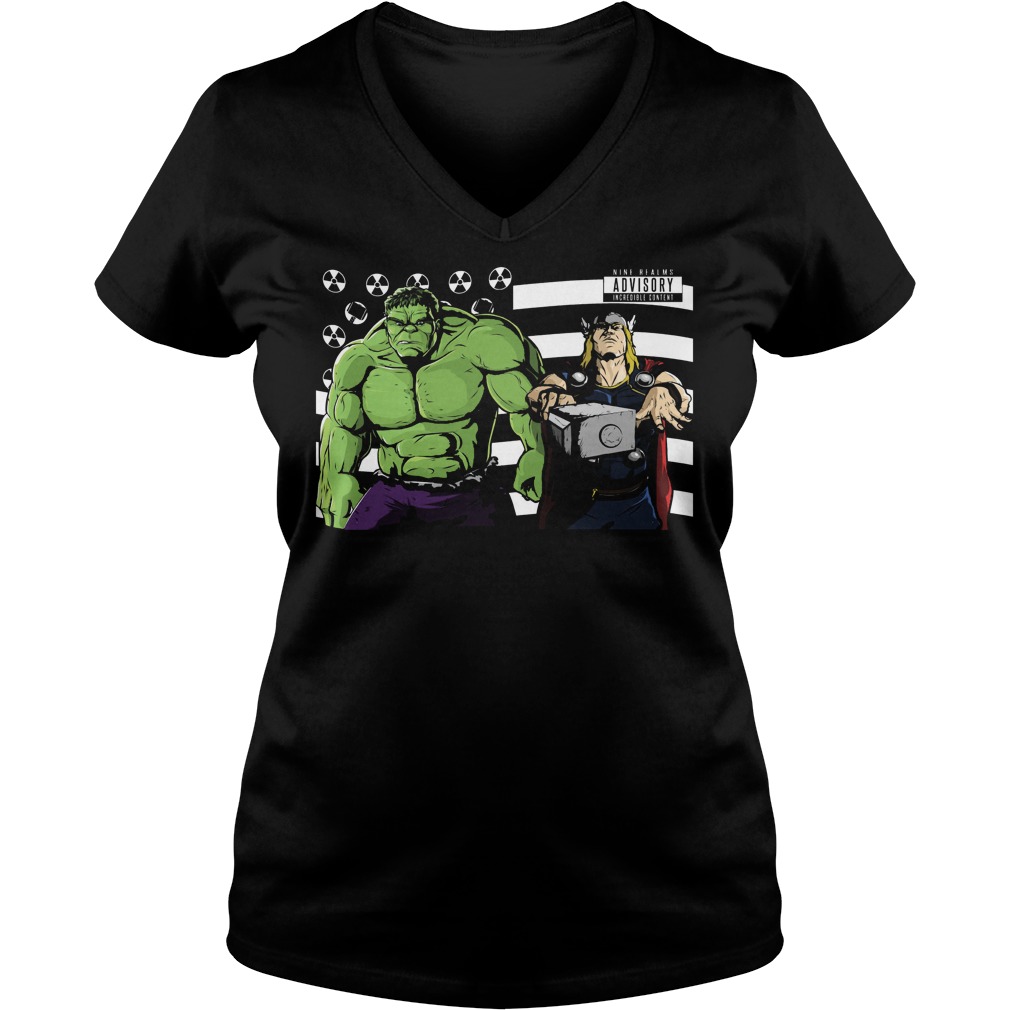 Hulk Thor Bombs Asgard Ladies V Neck