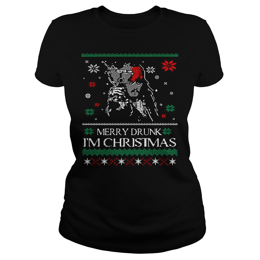 Jack Sparrow Merry Drunk Im Christmas Sweater Ladies Tee