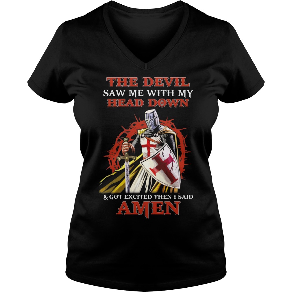 Knight Templar Devil Saw Head Got Excited Said Amen V Neck