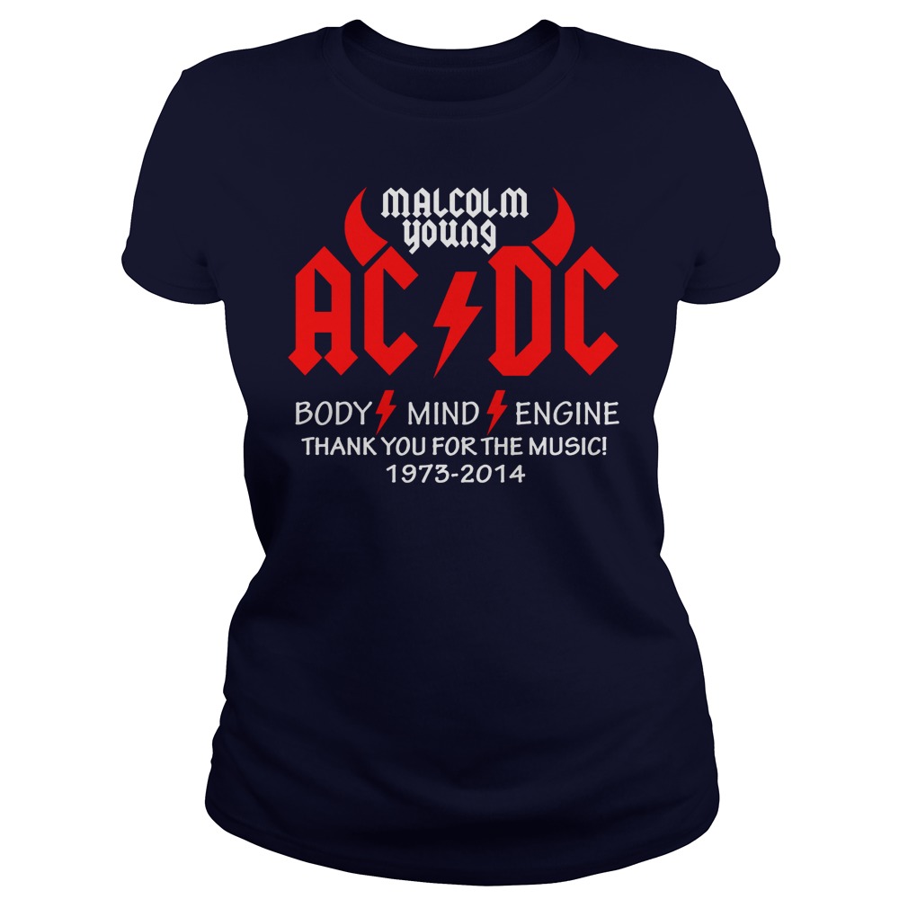 Malcolm Young Ac Dc Body Mind Engine Ladies Tee