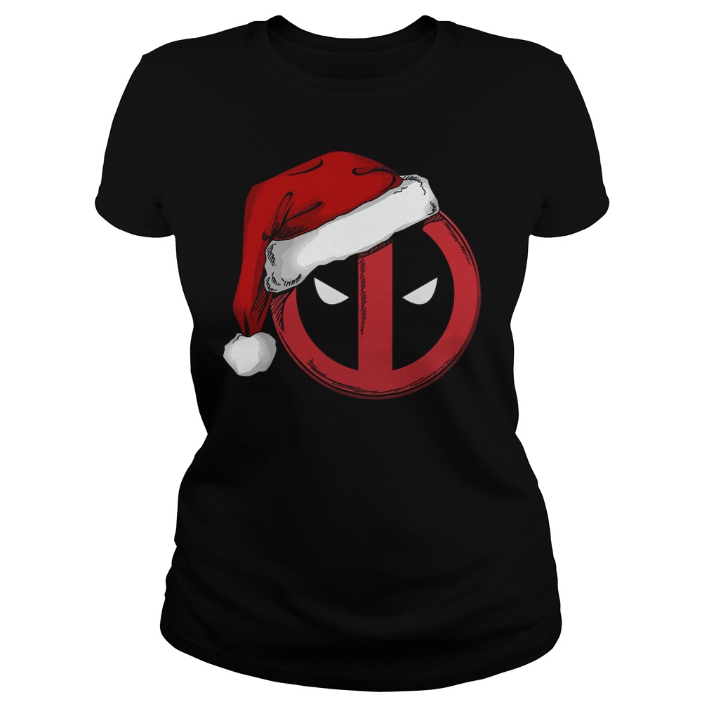 Marvel Deadpool Icon Santa Hat Christmas Ladies Tee