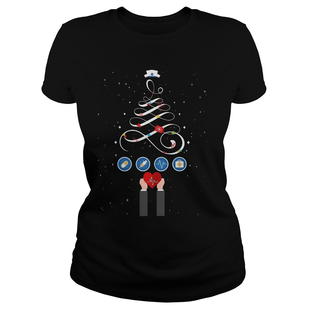 Nurse Christmas Tree Ladies Tee