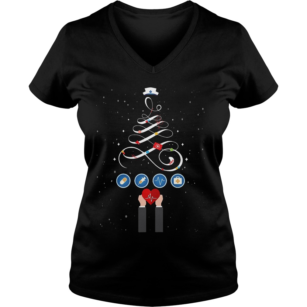 Nurse Christmas Tree V Neck