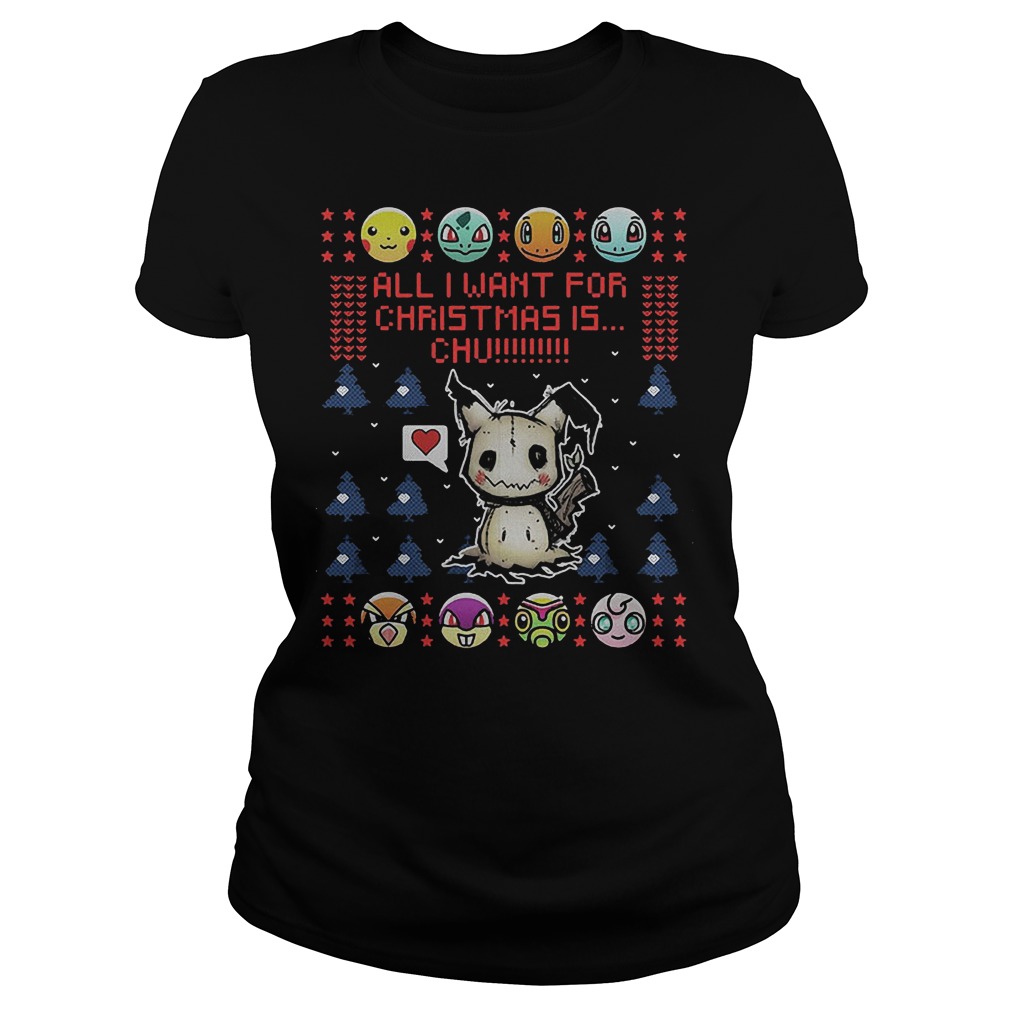 Pikachu Want Christmas Chu Sweater Ladies Tee
