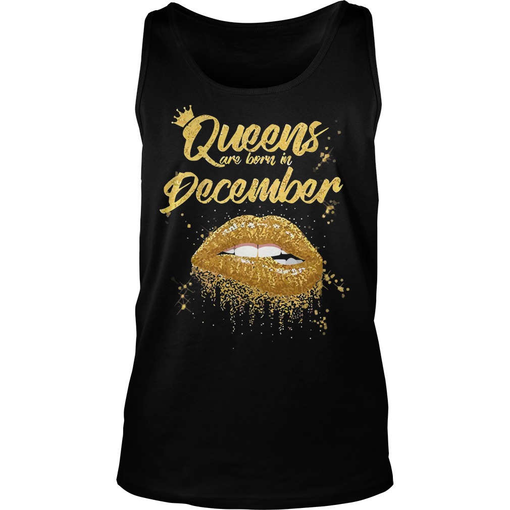 Queens Born December Gold Lip Unisex Tank Top