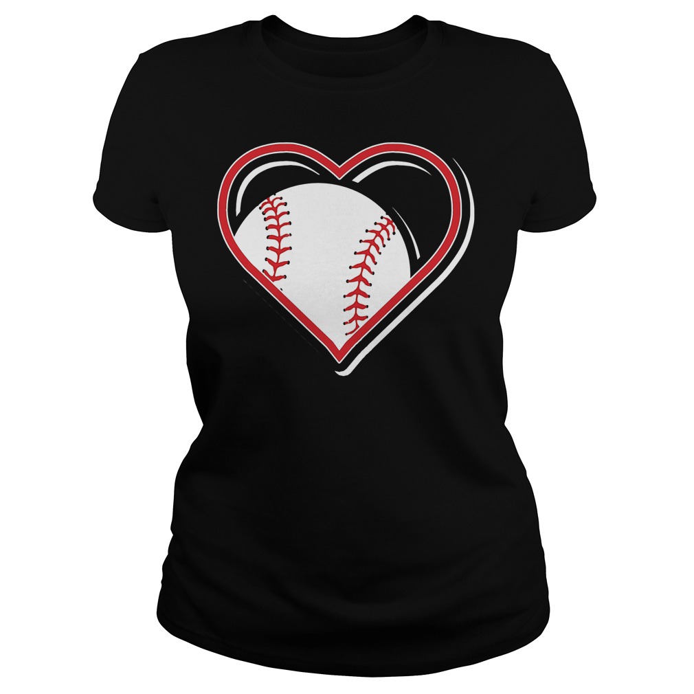 Red Baseball Heart Ladies Tee